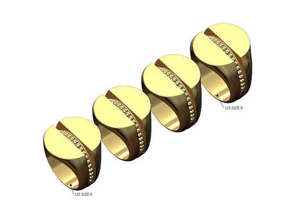 beaded split round signet ring us sizes 6to9 bead bubble jewelry printable gold silver jewellery sterling engraving engravable fashion boho stacker stackable 3d model rings 3d print model - Mito3D