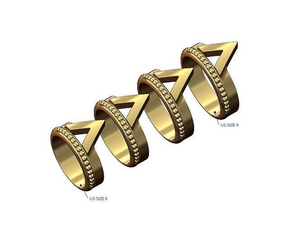 Perlen Mode Band us Größen 6to9 Chevron Ring Schmuck druckbar Gold Silber Sterling Stapler Korn Blase Boho stapelbar 3d Modell vintag Ringe 3d print model - Mito3D