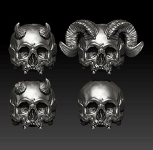beads big skull horn - rotten 4 bead biker bone jewelry 3dprint jewellery silver printable gold jow knife paracord other 3d print model - Mito3D