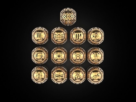 perles zodiaque panneaux pendentif charme horoscope bijoux impression 3dprinted imprimable conception bijou d'or or prototypage argent pendentifs 3d print model - Mito3D
