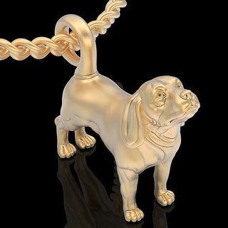 Beagle Hund Anhänger Silber Gold druckbar Schmuck 3d Modell Tier Haustier Hündchen hetzen Trend Mode Fantasie Design zbrush Sterling 3d print model - Mito3D