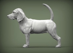 beagle perro naturaleza mamífero animal mascota escultura estatuilla recuerdo 3d impresión modelo esculpir arte esculturas estatua imprimible raza 3d print model - Mito3D