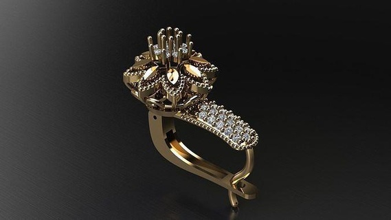 hermoso arete anillo joyería joya oro plata diamante Boda Moda brillante belleza zafiro pendientes 3d print model - Mito3D