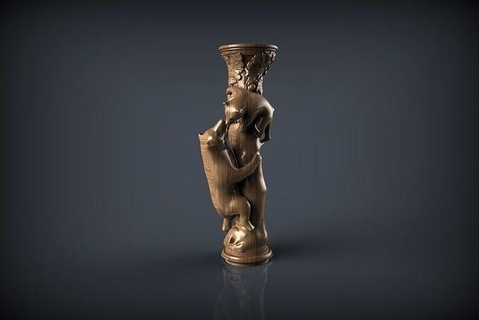 orso colonna legna arte cnc arredamento barocco stl stile mobilia sculture 3d print model - Mito3D