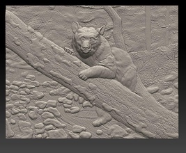 bear forest -relief -3d print relief scene sculptures hunting art 3d print model - Mito3D
