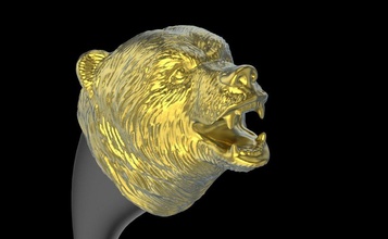 ayı baş insanlar doğa altın orman sterlin yazdırılabilir vücut yüzük mücevher vesika çerçeveleme galeri yüzeysel anatomi takı kolye 3d print model - Mito3D