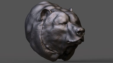 urso cabeça ursos animais estátua fracasso escultura cnc imprimível 3d impressão stl obj zbrush caçar caçando troféu arte esculturas 3d print model - Mito3D
