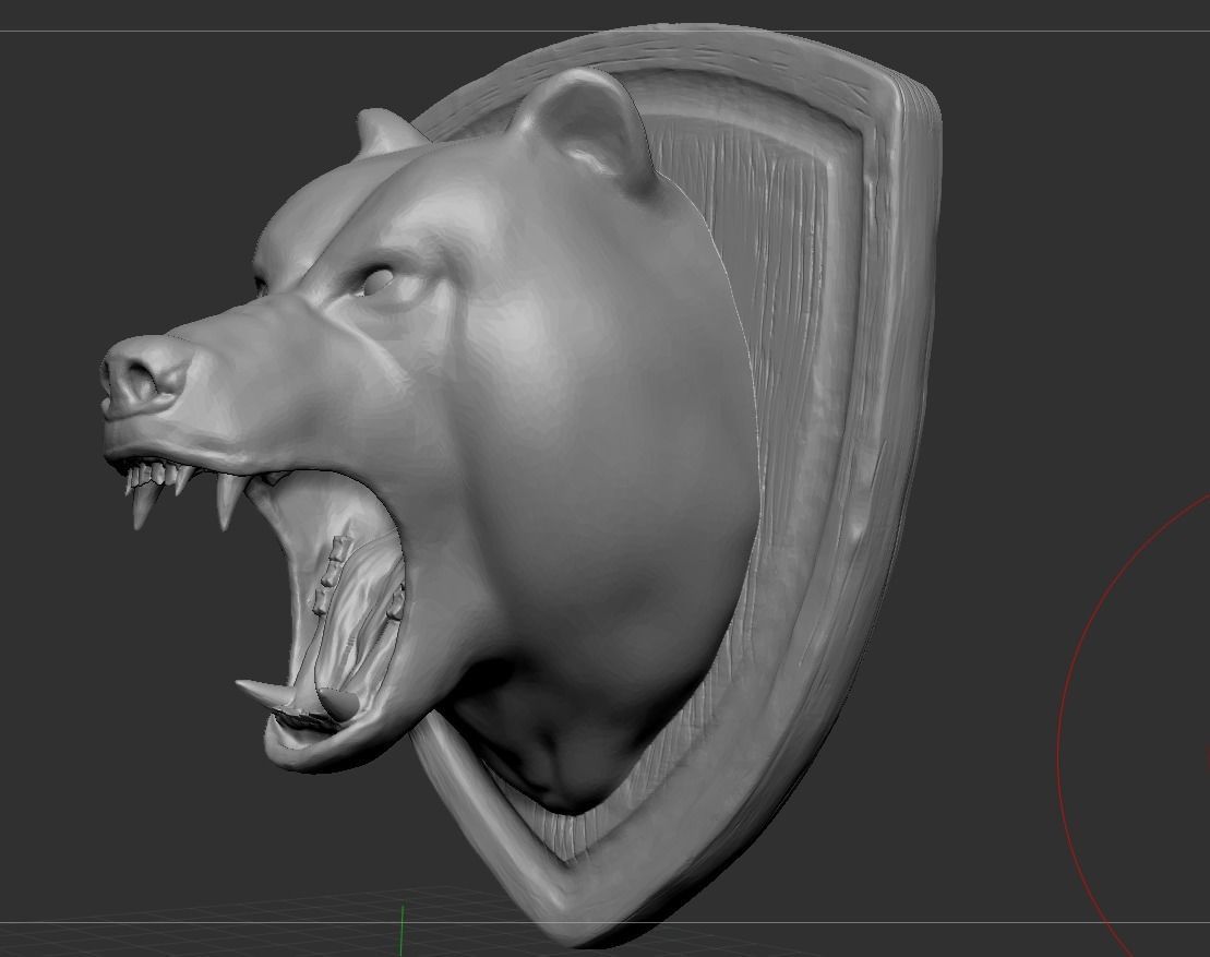 bear head trophy animal sculpture nature statue west zbrush clay teddy grizzly furry fur beast creature fantasy fictional art medium science biology 3D print model - Mito3D