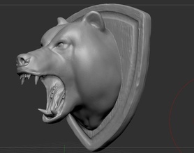 bear head trophy animal sculpture nature statue west zbrush clay teddy grizzly furry fur beast creature fantasy fictional art medium science biology 3d print model - Mito3D