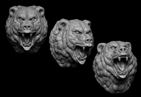 bear head animal nature forest fur beast teddy mammal creature art sculptures 3d print model - Mito3D