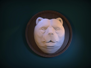 la testa di un orso front baserelief 3d modello stampa art animale giocattolo panda natura zbrush scultura stampabile statua argento oro anello cnc persone macchina faccia sculture 3d print model - Mito3D