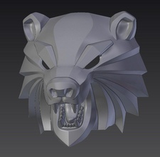 urso cabeça mascarar medalhão bruxo 3 geralt geraltofrivia jogos brinquedos 3d print model - Mito3D
