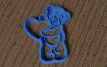 urso coração cortador de cookie a casa amor valentine biscoito animais um beijo cozinha jantar imprimir 3d 3d print model - Mito3D