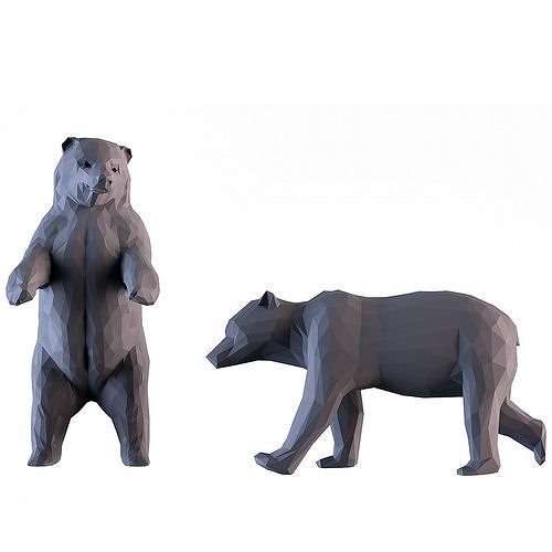 bear lowpoly animal toy nature teddy doll decor decoration miniature 3dprinter printable urso usu silver gold ring art sculptures 3D print model - Mito3D