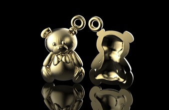 bear piercing 3d print model stl obj jewelry jewellery fashion beauty cnc machining printable silver gold precious earrings pendant 3d print model - Mito3D