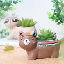 bear planter 2 nature wood leaf cute pottery family plant forest wooden tree cartoon pot decor gift clay porcelain house 3d print model - Mito3D