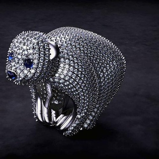 bear ring jewelry gold silver diamond jewellery jewel gem fashion brilliant rings 3d print model - Mito3D