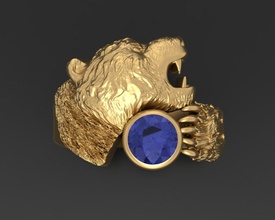 Urso anel cabeça joalheria imprimível argolas jóia impressão prata motociclista textura motociclismo jóias homem animal sinete medida pelúcia homens moda 3d print model - Mito3D