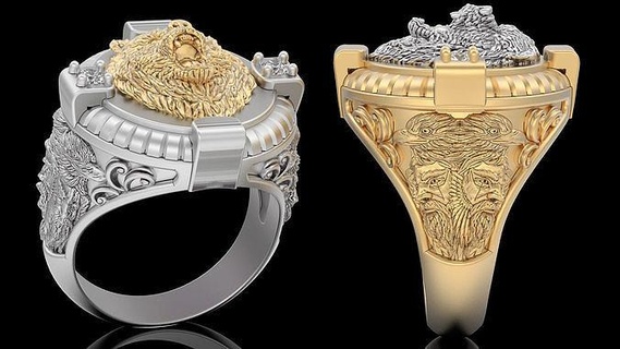 bear ring silver gold printable jewelry 3d model fashion trend design fantasy wedding zbrush statue sculpture sterling animal rings gem 3d print model - Mito3D