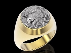 bear ring silver gold sterling jewelry printable 3d model design teddy platin man sculpture zbrush fashion beauty abstract art illustration rings 3d print model - Mito3D