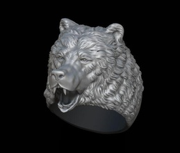 urso anel jóias pingente ouro de pedra prata jóia natureza a cabeça obj rhino 14k o cad 925 do sexo masculino colar bearhead pingentes 3d print model - Mito3D