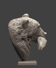 oso salmón 1 cabeza captura mamífero escultura cazador arte esculturas 3d print model - Mito3D