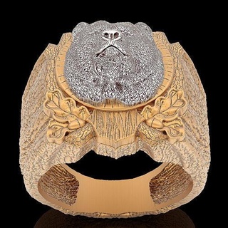 bear wood ring gold printable jewelry 3d model pendant silver design wedding sterling engagement zbrush log trend fashion fantasy statue pendants rings 3d print model - Mito3D