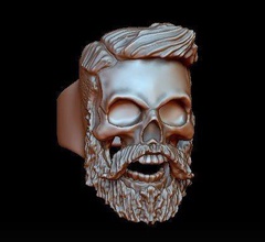 beard skullring bearded skull ring skulljewelry free cheap cheapest men pomade exclusive signet style fashion hairstyle barber jewelry shave haircut rings 3d print model - Mito3D