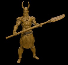 bearded devil v2 demon monster fantasy fictional creature mythological staff warrior halberd games toys board 3d print model - Mito3D