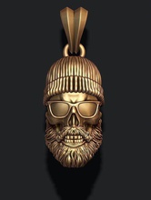 bearded skull pendant hat sunglass jewelry anatomy man model bread beard hair hairy biker bone jewel skul zbrush scul het cap glass sanglas pendants 3d print model - Mito3D