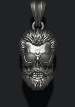 bearded skull pendant sunglass jewelry anatomy man body realistic people character beard hair hairy biker bone jewel skul zbrush scul glass glasses sunglasses pendants 3d print model - Mito3D