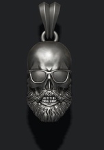 bearded skull pendant sunglass anatomy man body realistic people character beard hair hairy biker bone jewel jewelry skul zbrush scul glass glasses sunglasses pendants 3d print model - Mito3D