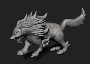 beast art wolf monster cerature sculpture creature statue wolves sculptures 3d print model - Mito3D