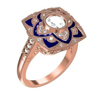 beautiful art deco engagement ring jewelry gem gold silver diamond jewel 3d cad design printable customize wedding platinum precious rings 3d print model - Mito3D