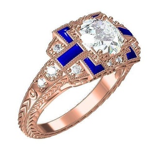 beautiful art deco engagement ring jewelry gem platinum fashion diamond 3d cad design customize printable gold silver wedding rings 3d print model - Mito3D