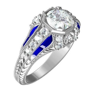 belle art déco engagement bague bijoux gemme platine mode beauté or diamant imprimable argent anneaux sterling 3d 3d print model - Mito3D