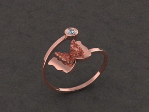 schöner Schmetterling ring Schmuck gold diamond Juwel Mode-ring genial Mode-Schönheit sterling gem gold-ring Diamant-ring Mode super Messing andere 3d print model - Mito3D