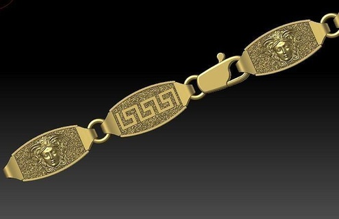 belle chaîne bracelet grec dessin méduse bijoux imprimable argent impression femmes exclusif stl mode or cnc haute polygonal modèle méandre bracelets 3d print model - Mito3D