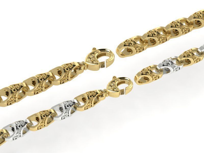 bellissimo bracciale catena in due dimensioni gioielli bella stampabile oro argento natura di stampa collane cad gemme sesso femminile esclusivo stl obj moda cnc alta poligonale 3D print model - Mito3D