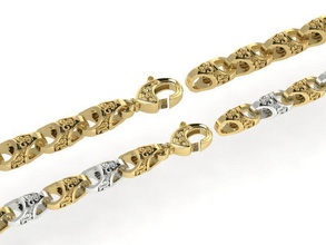 schöne Kette, Armband in zwei Größen Schmuck schön Kette bedruckbar ist gold Silber Natur drucken Halsketten cad Edelsteine weiblich exklusiv stl obj Mode cnc hoch polygonal 3d print model - Mito3D