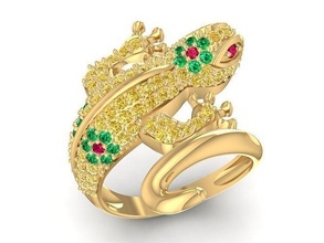 beautiful chameleon ring 3088 jewelry fashion accessories gold diamond woman women design animal rings 3d print model - Mito3D