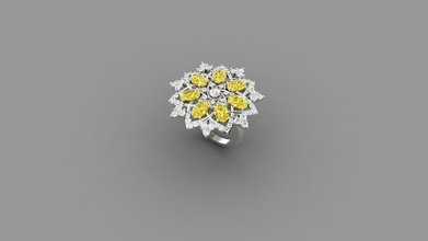 beautiful cocktail ring jewelry printable diamond gem white stl rings 3d print model - Mito3D