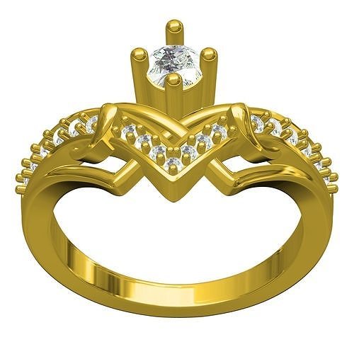 hermoso diamante corazón nupcial compromiso anillo Moda belleza oro joyería joya anillos amor imprimible 3d canalla diseño personalizar 3D print model - Mito3D