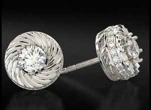bellissimo orecchini diamante 726 3dprinted design moda oro d'oro gioiello gioielleria Stampa stampabile stampa prototipazione argento 3d print model - Mito3D