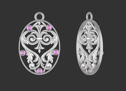 belle floral pendentif femmes fantaisie bijoux or imprimable argent bijou diamant engagement gemme Collier antique pendentifs 3d print model - Mito3D