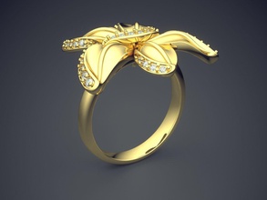 hermoso detalle de la flor femenina anillo joyería oro joya los anillos boda compromiso el diamante brillante cad gem platino imprimible plata diseño 3d print model - Mito3D
