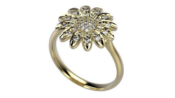 bellissimo fiore Fidanzamento squillare taglia platino gioielleria gemma prezioso nozze diamante brillante anelli 3d print model - Mito3D