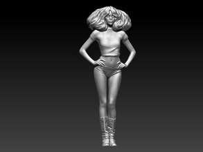 bellissimo ragazza carina testa grande capelli lunghi ricci formosa femmina donna bambino corpo attraente arte scultura sculture 3d print model - Mito3D