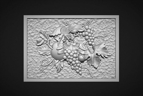 beautiful grape bas-relief carved grapes wood carving art wall vine wine decor architectural decoration cnc relief decorate furniture gallery plant house 3d print model - Mito3D