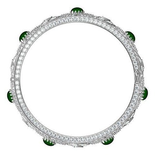 beautiful green cabochon filigree bracelet bracelets bangles jewelry gold silver diamond printable gem jewellery sterling cad 3d design customize jewel 3d print model - Mito3D